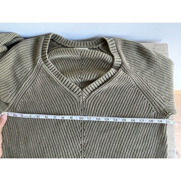 Marine Layer Women Ezra V-Neck Cotton Chunky Knit Sweater Pullover Boho Casual - Picture 6 of 6